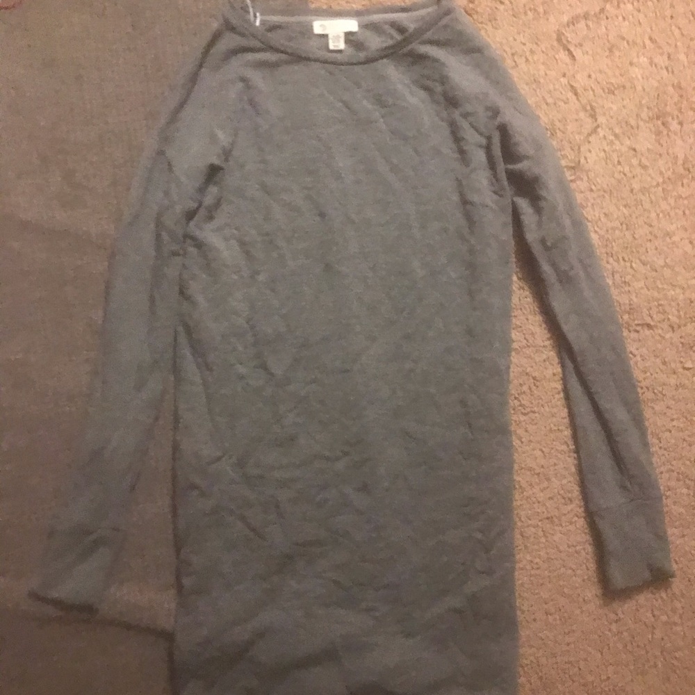 Grey long sleeve sweater tunic dress